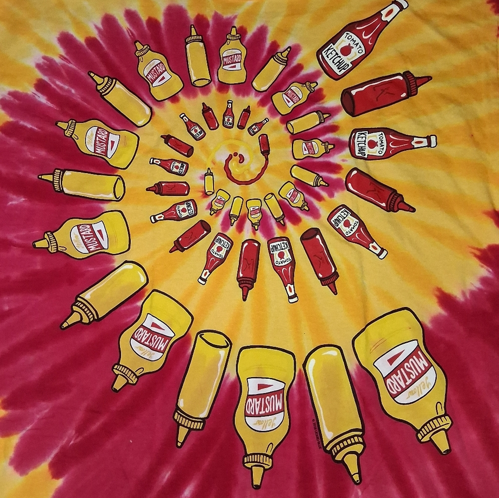 2018 Liquid Blue Ketchup & Mustard Tie Dye Shirt Tee Vintage